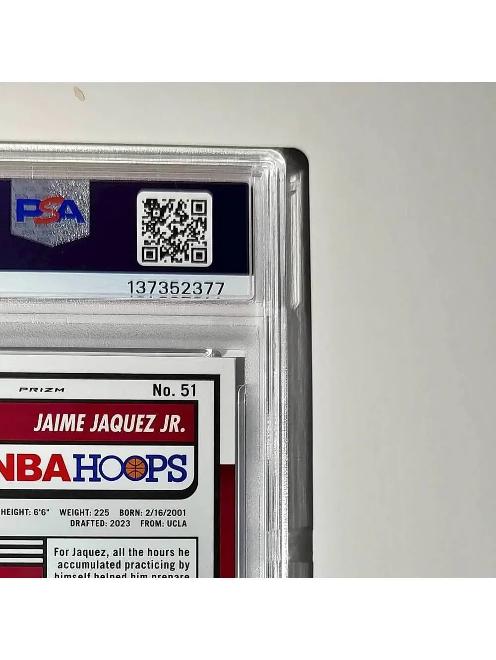 Jaime Jaquez Jr. 2023 Panini Hoops Premium #51 Disco Prizm PSA 8 NM-MT